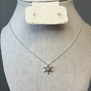 NWT - 0.04 CTW Natural Diamond Snowflake Sterling Silver Necklace 18"